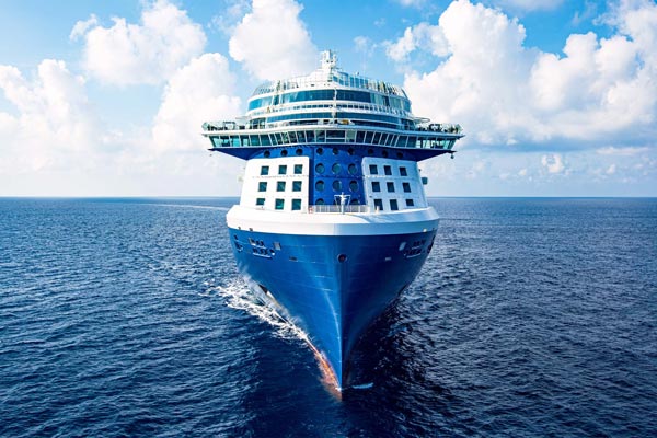 Celebrity ship front forward sea